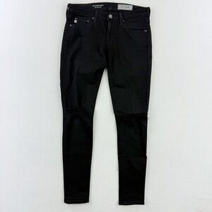 AG Jeans The Legging Ankle Super Skinny Ankle Black Jeans Size 26 Distressed